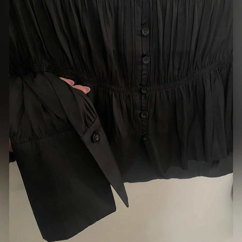 Frame Satin Black Long Sleeve Shirt - Picture 4 of 4